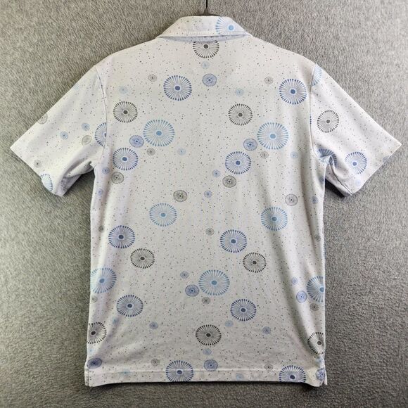 Travis Mathew Shirt Mens S White Caught Inside Polo Geometric Floral Bursts Nep - Picture 4 of 10